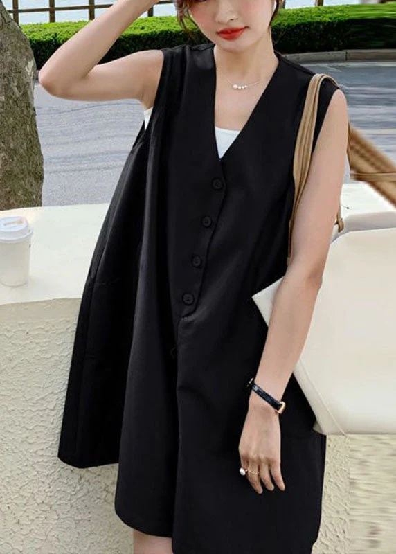 Bohemian Coffee V Neck Patchwork Button Mid Dress Summer - Image 2