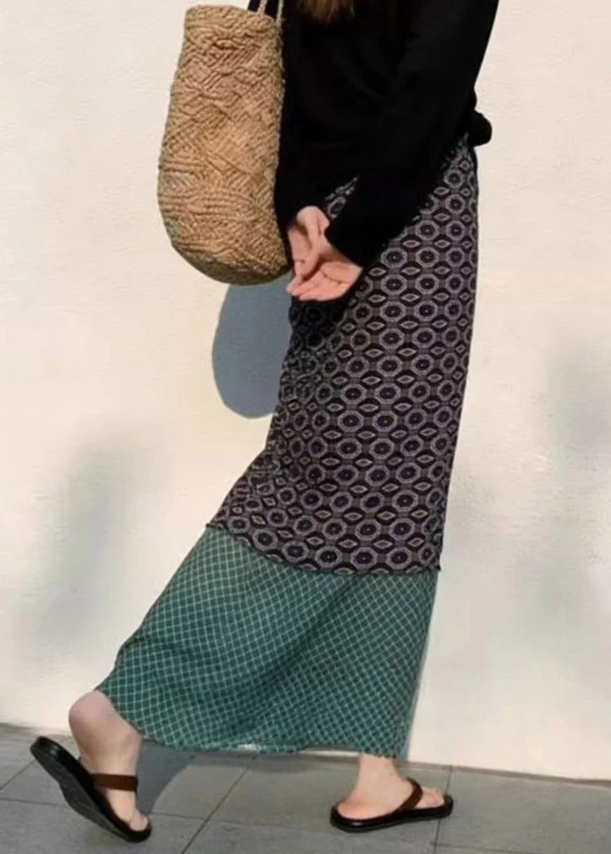Bohemian Colorblock High Waist Patchwork A Line Skirts - Image 3