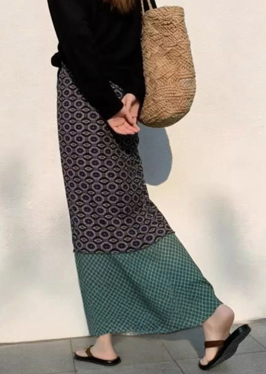 Bohemian Colorblock High Waist Patchwork A Line Skirts - Image 5