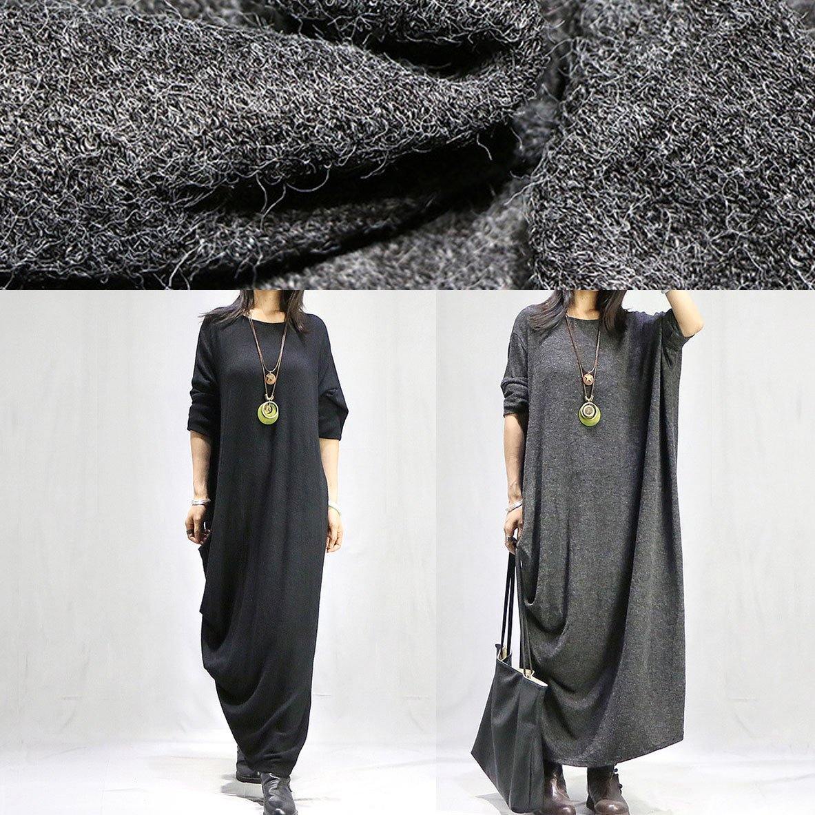 Bohemian gray dresses o neck long sleeve long fall Dress - Image 5
