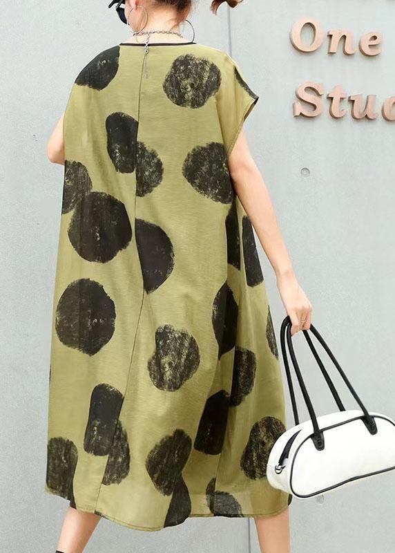 Bohemian Green Dot O-Neck Summer Party Dress Short Sleeve - Image 4