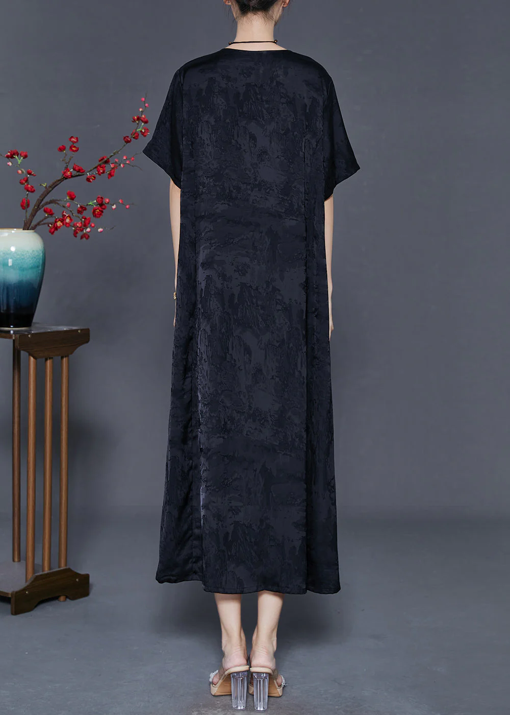 Bohemian Green Oversized Patchwork Silk Long Dress Summer - Image 4
