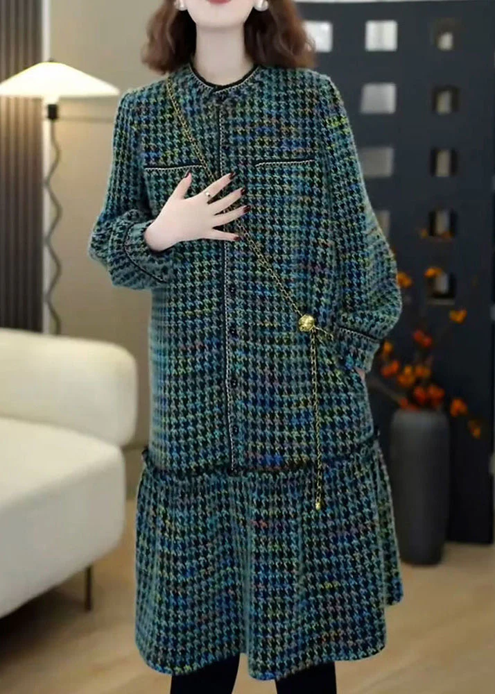 Bohemian Green Print Woolen Day Dresses Spring - Image 3