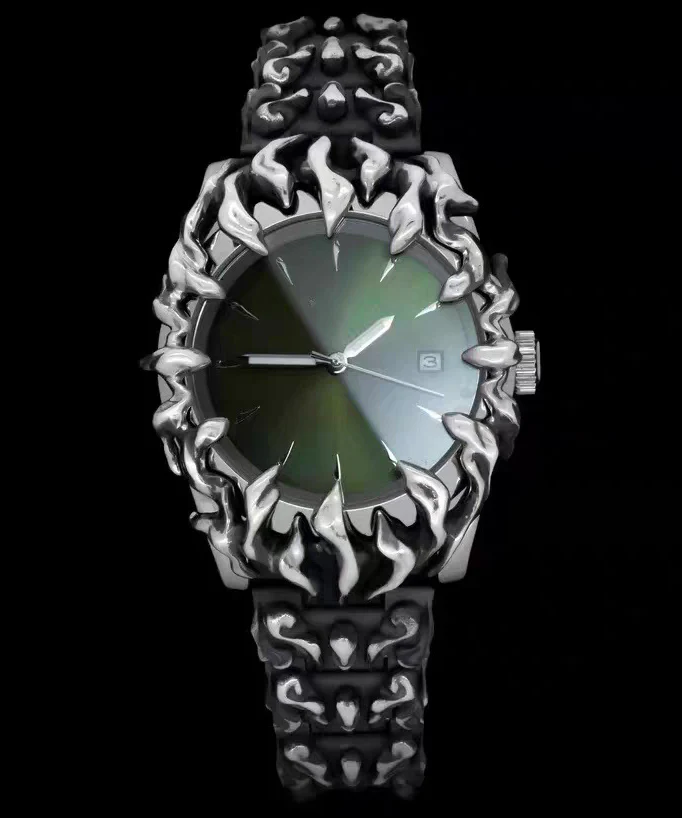 Bohemian Green Stainless Steel Alloy Quartz Movement Alien Men Watches