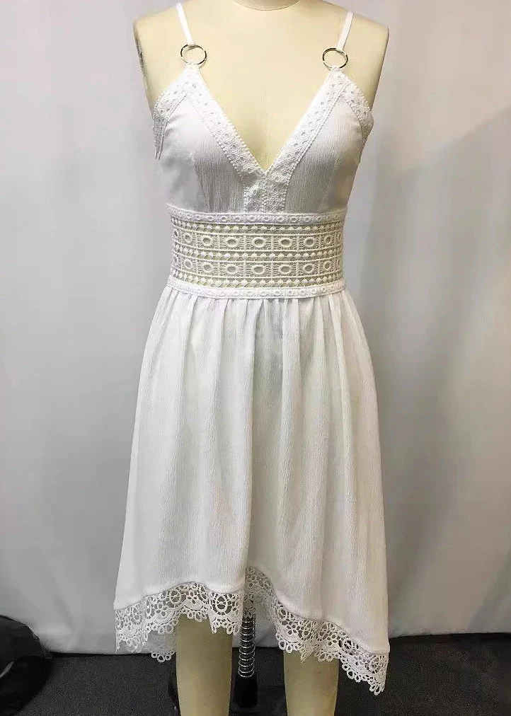 Bohemian-Green-V-Neck-Plaid-Button-Chiffon-Long-Dress-Sleeveless - Image 4