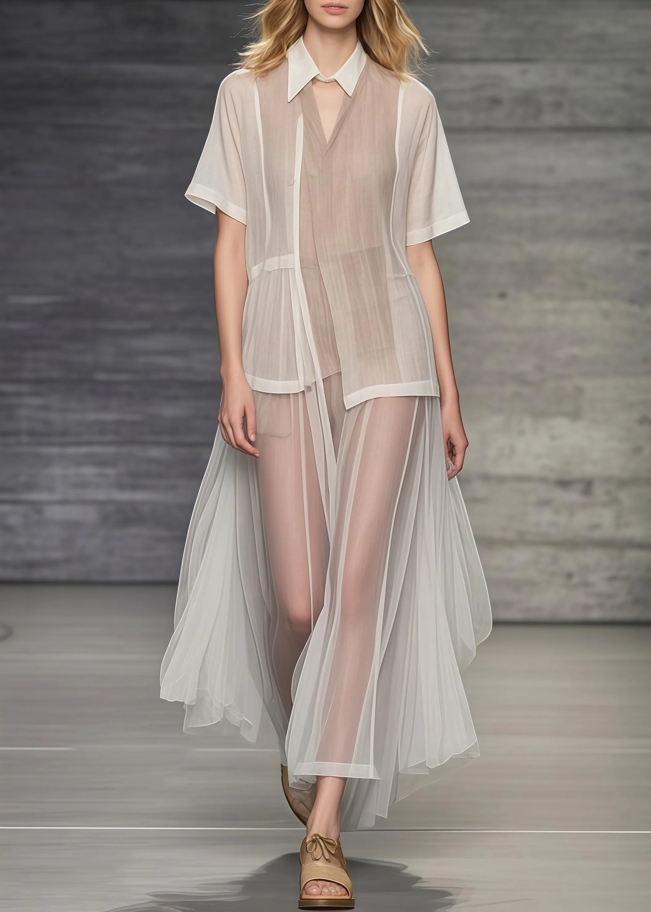 Bohemian Khaki Asymmetrical Patchwork Tulle Robe Dresses Summer - Image 3