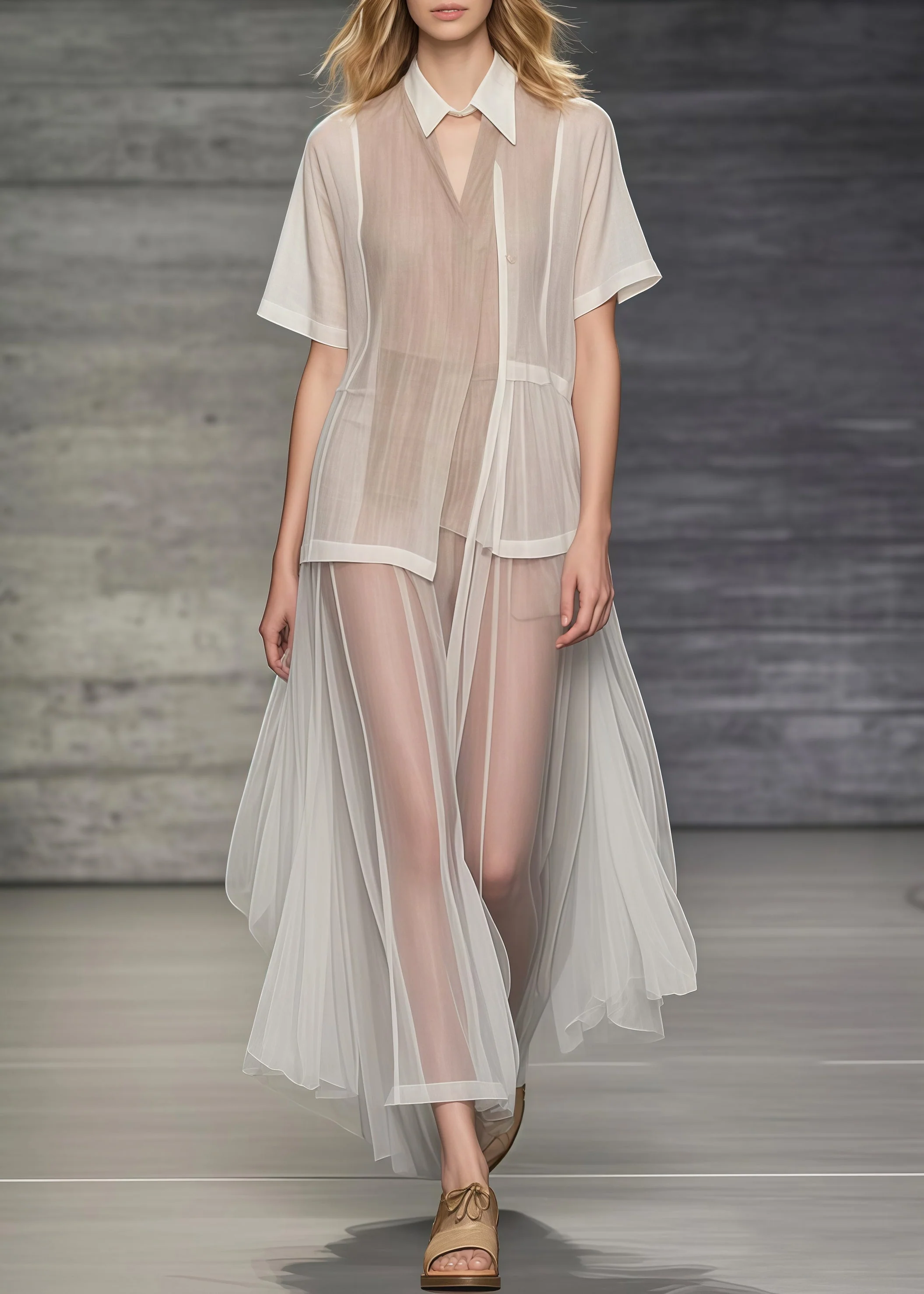 Bohemian Khaki Asymmetrical Patchwork Tulle Robe Dresses Summer - Image 5