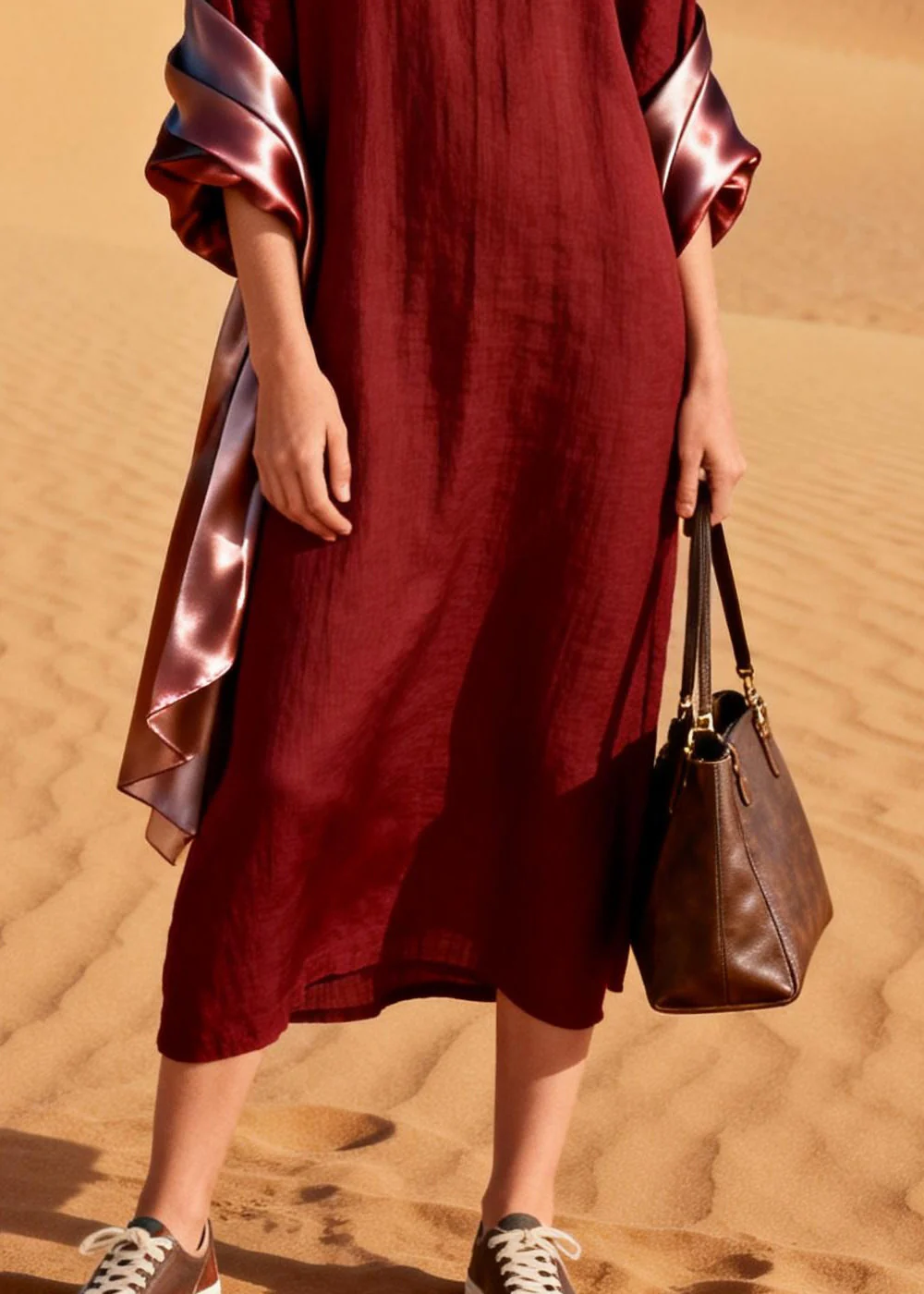 Bohemian Mulberry V Neck Patchwork Cotton Maxi Dresses Summer - Image 4