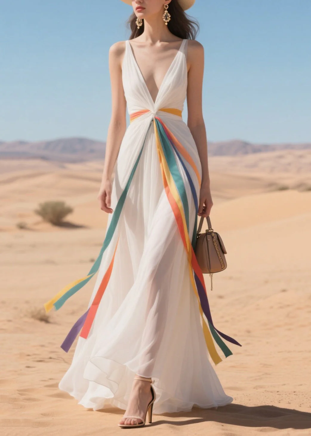 Bohemian Multicolour Ribbon Exra Large Hem Tulle Vacation Dresses Summer - Image 5
