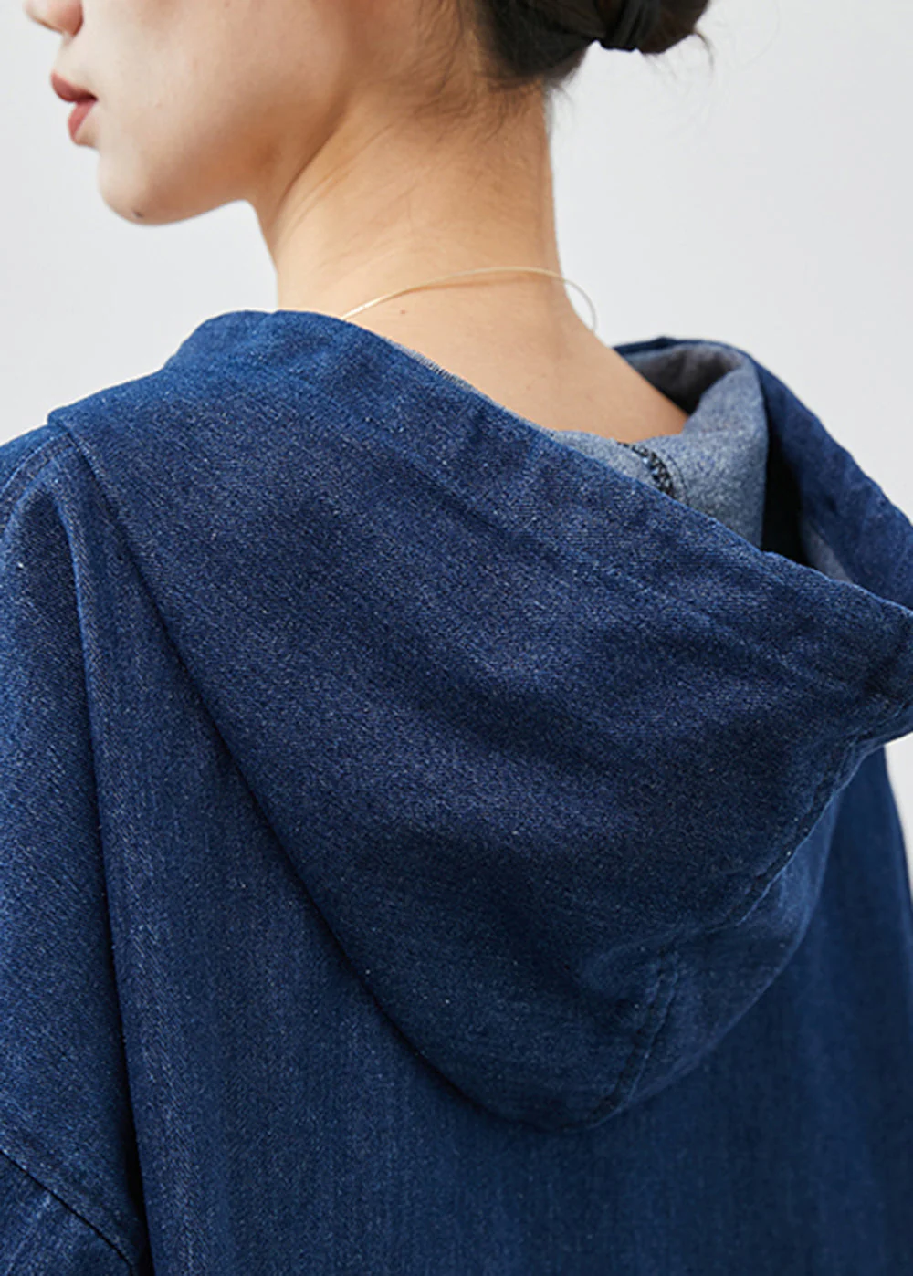 Bohemian Navy Oversized Denim Hooded Dress Spring - Image 5