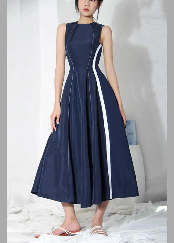 Bohemian Navy Patchwork Sleeveless Party Dress Summer