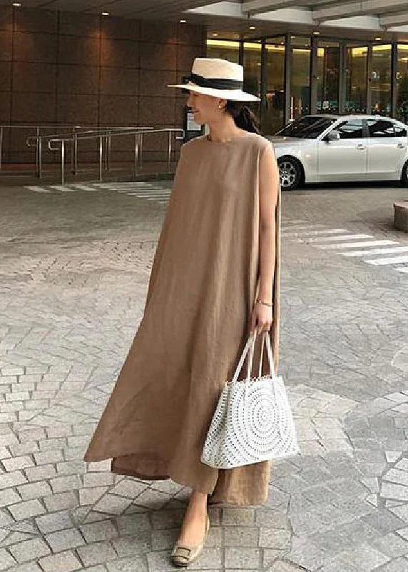 Bohemian O Neck Side Open Linen Cotton Clothes Fabrics color texture Dress - Image 5