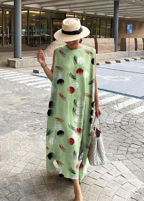 Bohemian O Neck Side Open Linen Cotton Clothes Fabrics White flowers Dress - Image 14