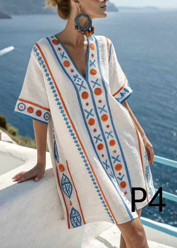Bohemian Oversized Print Cotton Beach Dress Summer - Image 4