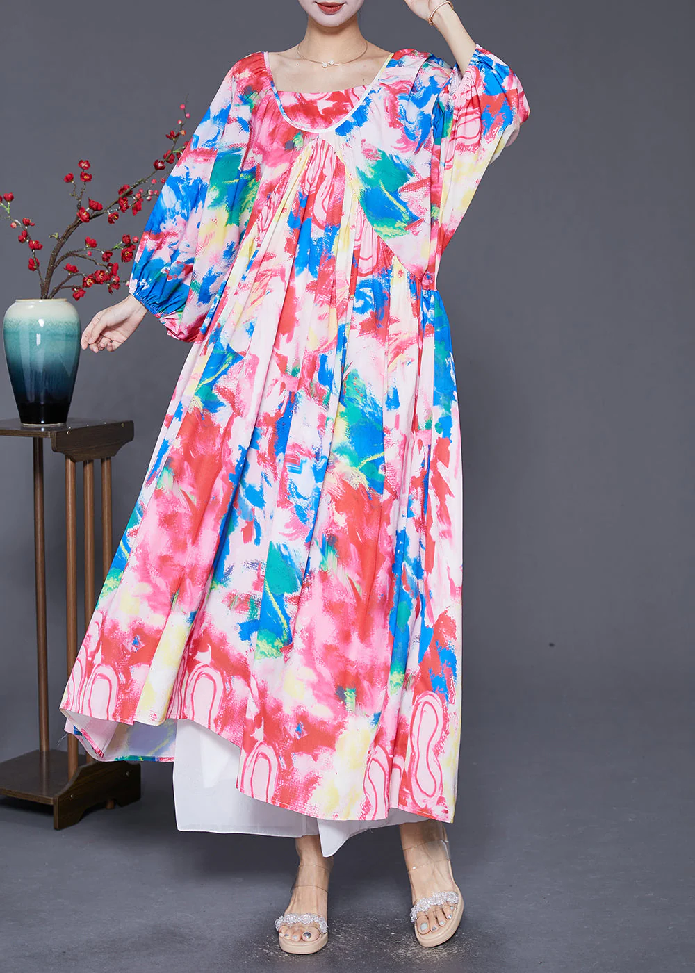 Bohemian Oversized Tie Dye Exra Large Hem Cotton Beach Dresses Fall - Image 3