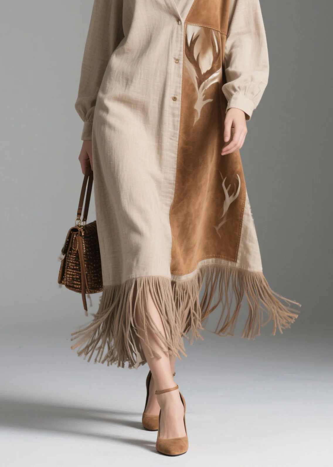 Bohemian Peter Pan Collar Tassel Patchwork Cotton Dresses Spring - Image 4