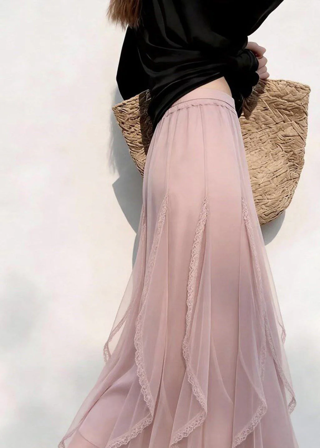 Bohemian Pink Ruffled Tulle Holiday Skirt Summer - Image 4