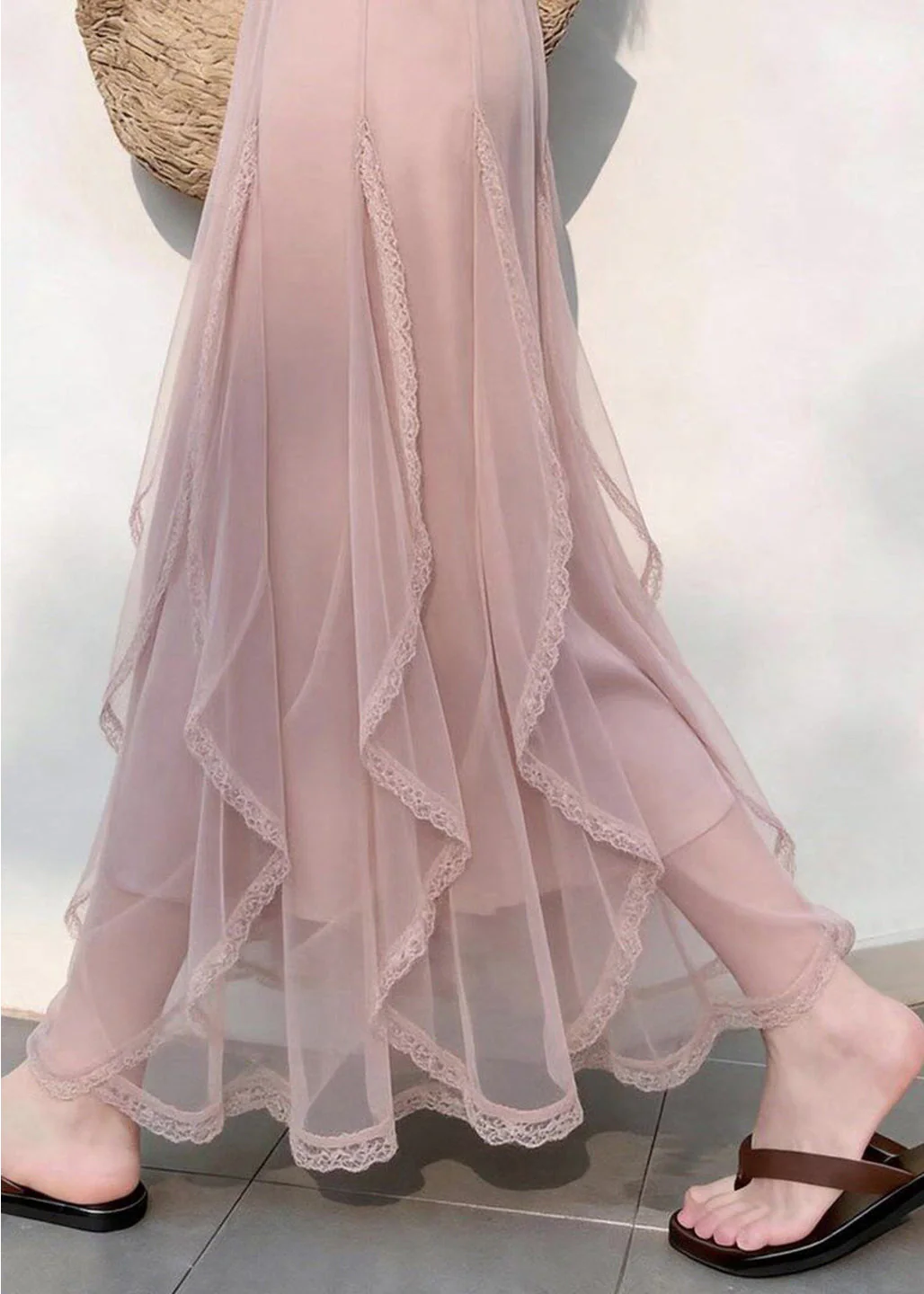 Bohemian Pink Ruffled Tulle Holiday Skirt Summer - Image 5