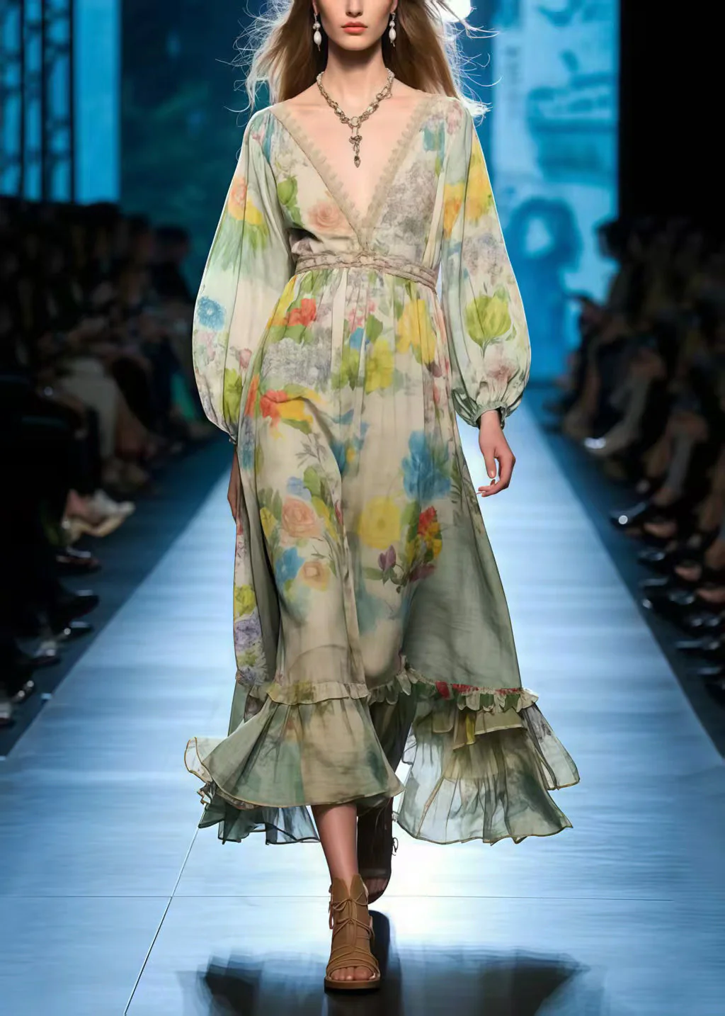 Bohemian Polychrome Print Cotton Party Dress Summer - Image 3