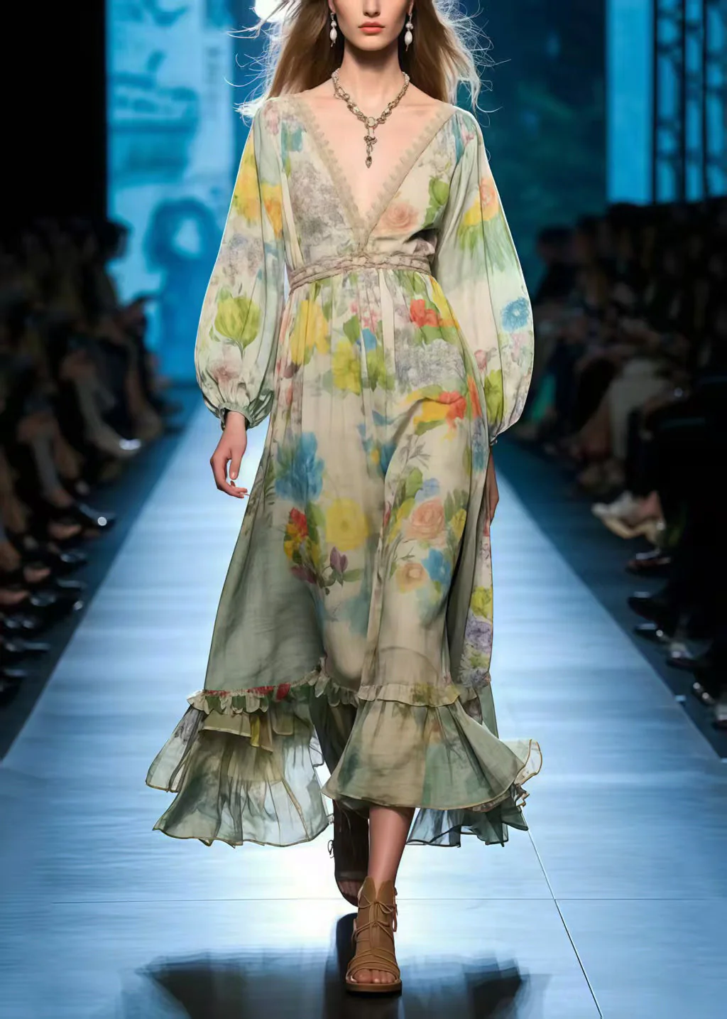 Bohemian Polychrome Print Cotton Party Dress Summer - Image 5