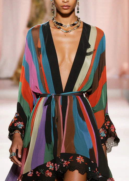 Bohemian Print Exra Large Hem Draping Chiffon Tunic Cardigan Summer - Image 2