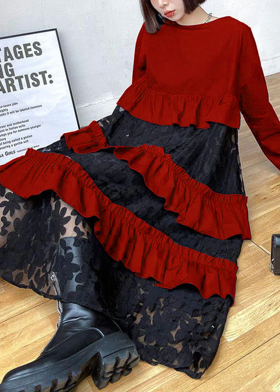Bohemian purple Ruffles Fall Lace Dresses - Image 4