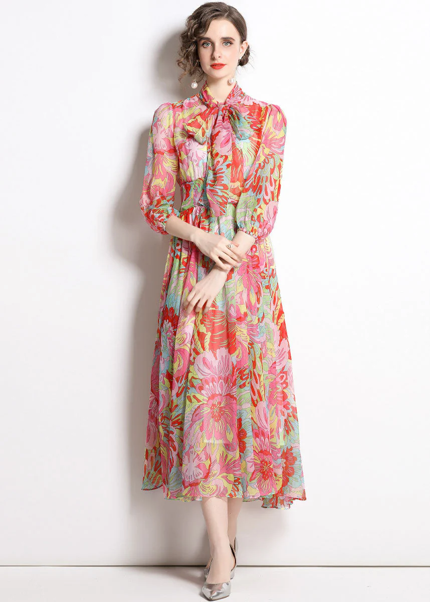 Bohemian Red Lace Up Exra Large Hem Chiffon Beach Dresses Half Sleeve - Image 2