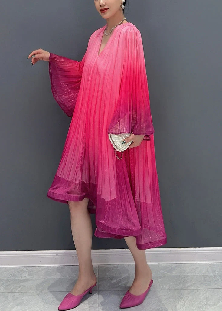 Bohemian Red V Neck Layered Long Dresses Fall - Image 3