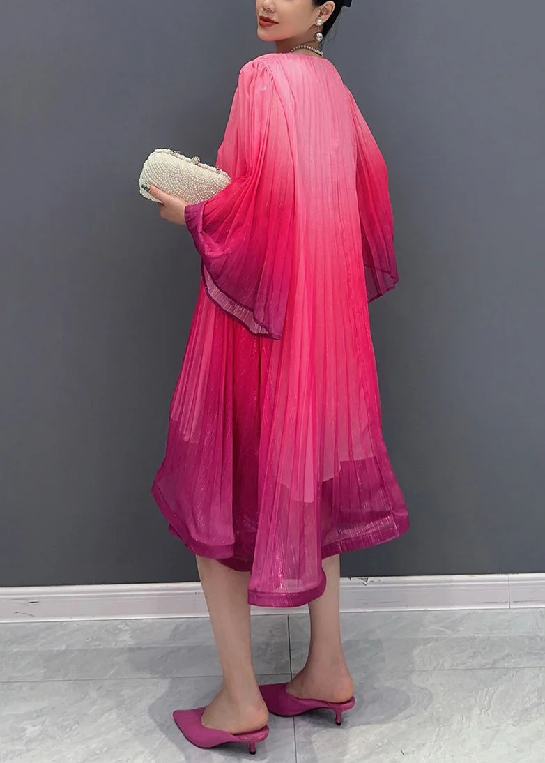 Bohemian Red V Neck Layered Long Dresses Fall - Image 4
