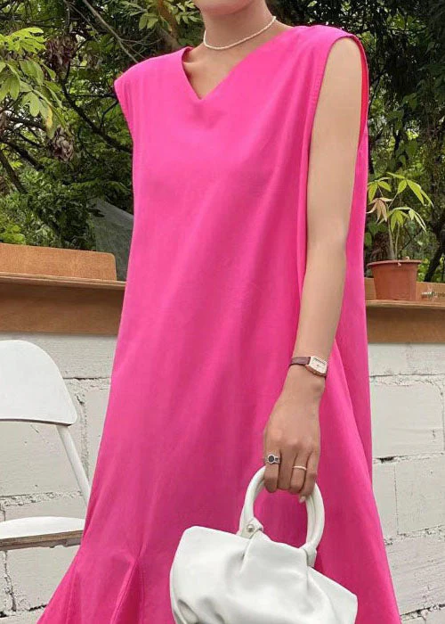 Bohemian Rose V Neck Patchwork Cotton Holiday Dress Summer - Image 4