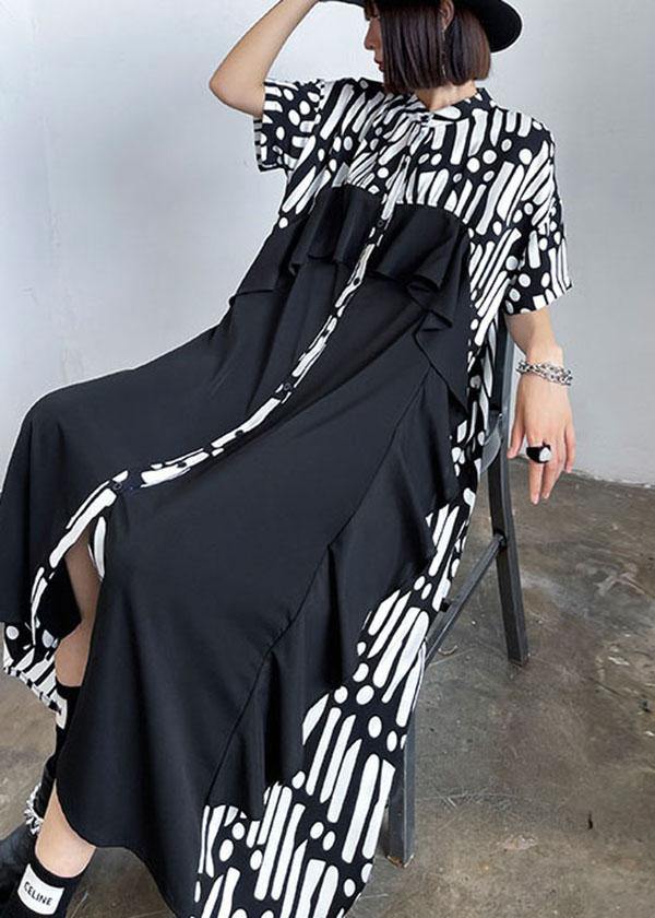 Bohemian Ruffles Patchwork Button Down Ankle Dress - Image 2