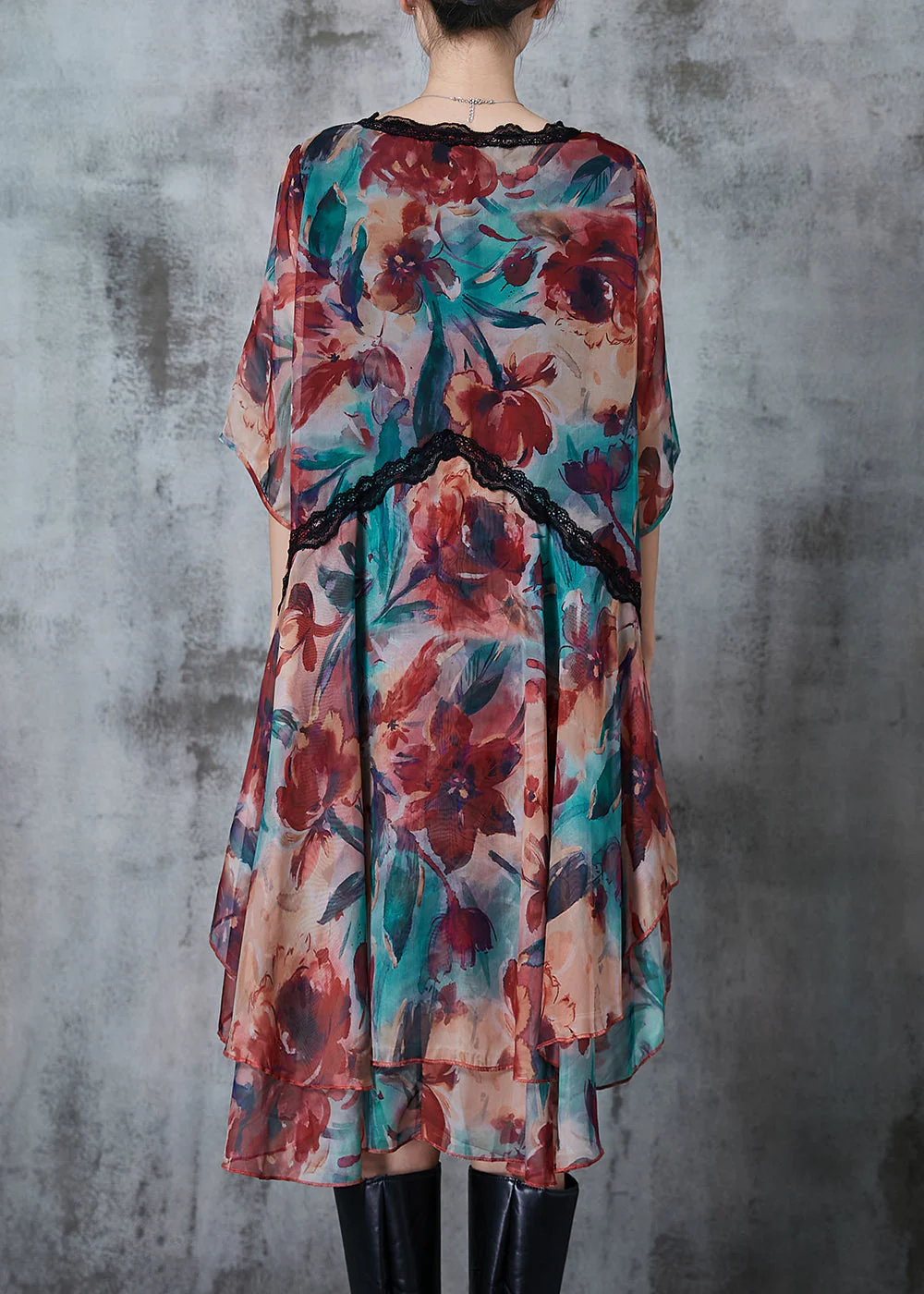 Bohemian V Neck Print Chiffon Beach Dresses Summer - Image 4