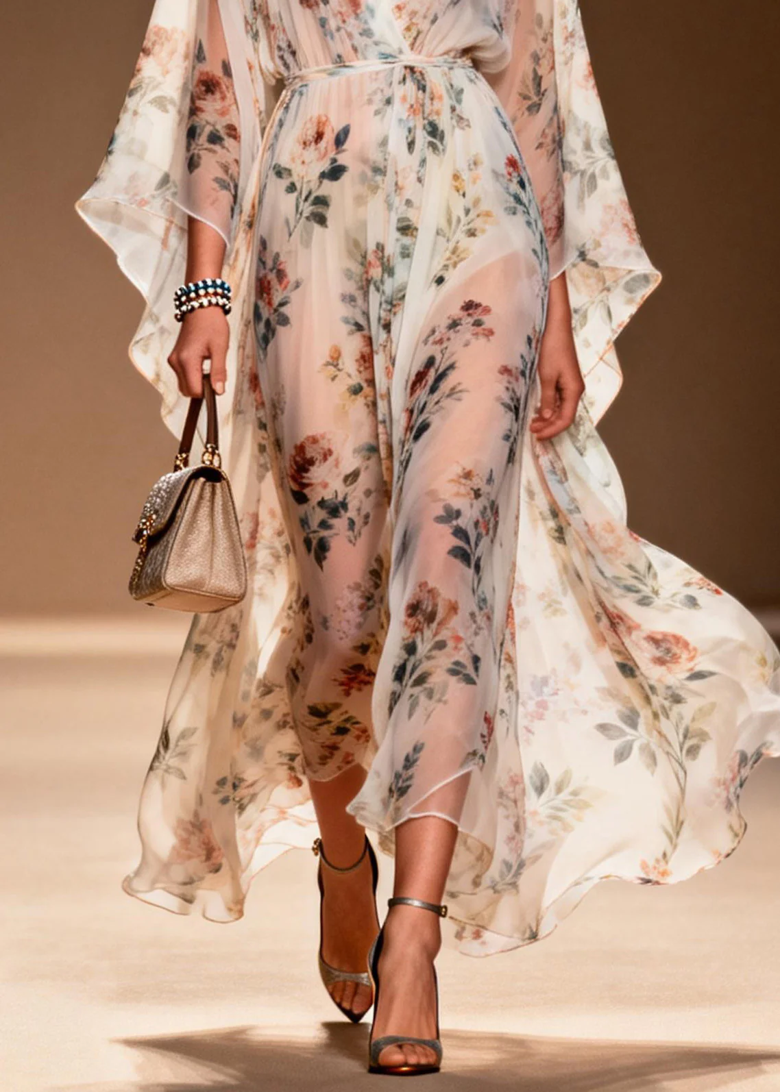 Bohemian V Neck Print Chiffon Long Dresses Summer - Image 4