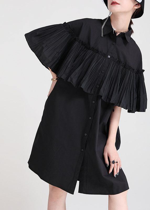 Bohemian White Asymmetrical Design Wrinkled Summer Cotton Cloak Sleeves Sundress - Image 2