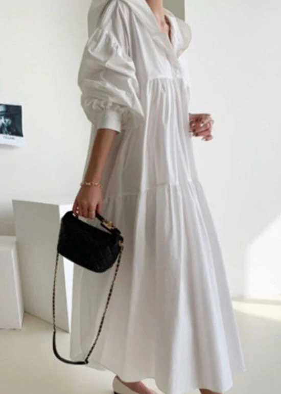 Bohemian White Hooded Patchwork Cotton Maternity Dresses Spring - Image 3