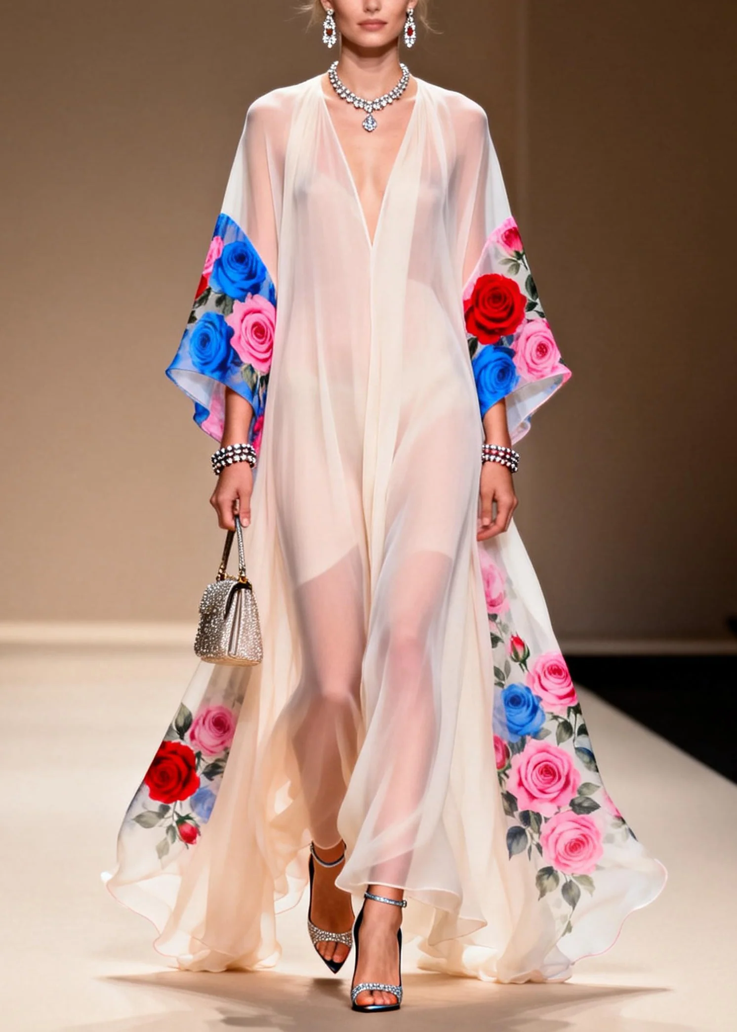 Bohemian White Oversized Print Chiffon Vacation Dresses Summer - Image 5