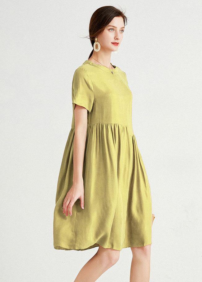 Bohemian Yellow Elegant Loose Summer Short Sleeve Mid Dress - Image 4