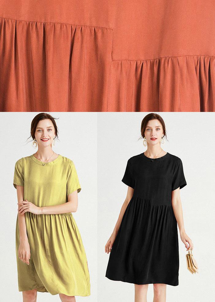 Bohemian Yellow Elegant Loose Summer Short Sleeve Mid Dress - Image 5