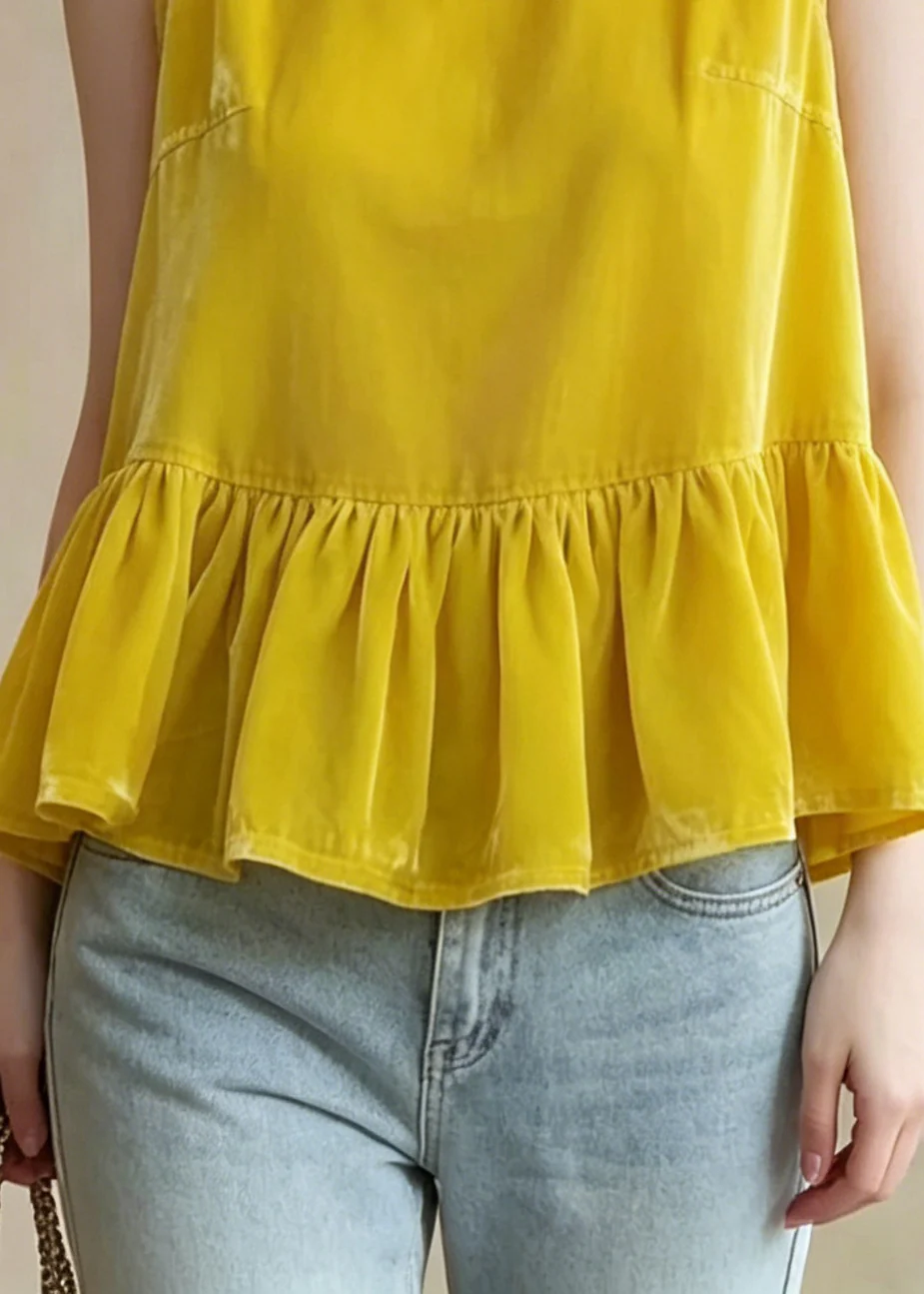 Bohemian Yellow Oversized Patchwork Tanks Sleeveless - Image 4
