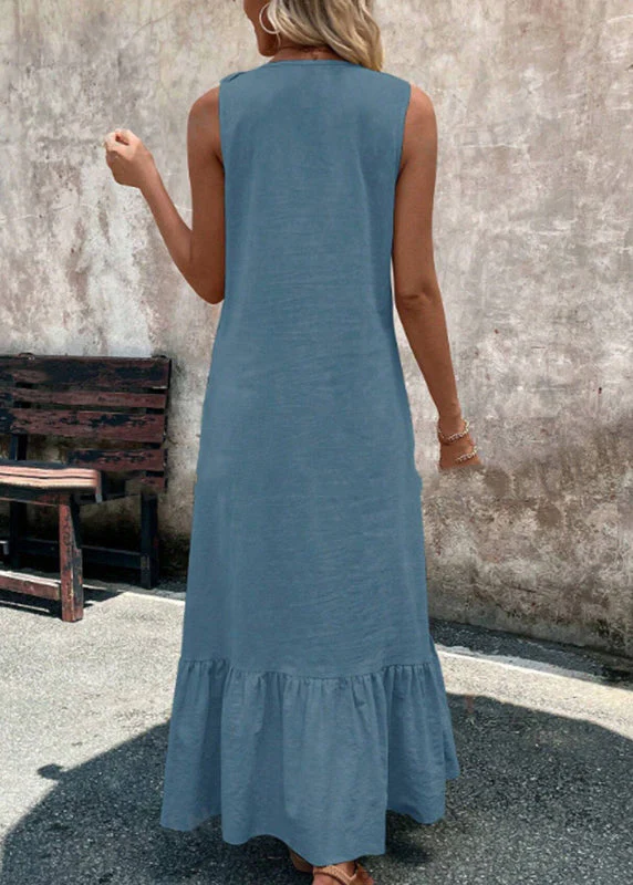 Boho Apricot V Neck Ruffled Patchwork Maxi Dresses Summer - Image 4