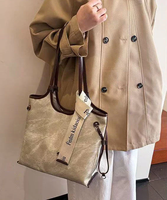Boho Beige Tie Dye Solid Durable Faux Leather Women Handbags - Image 4