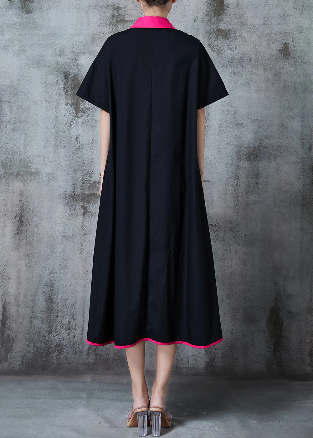 Boho Black Applique Patchwork Cotton Vacation Dresses Summer - Image 4