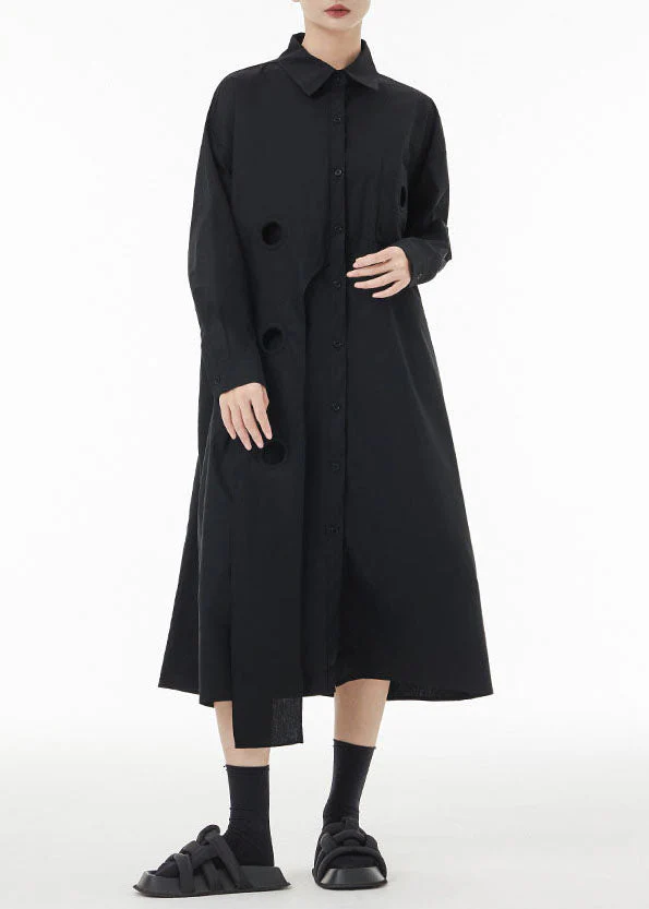 Boho Black Asymmetrical Patchwork Cotton Maxi Dresses Spring - Image 2