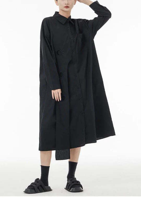 Boho Black Asymmetrical Patchwork Cotton Maxi Dresses Spring - Image 3