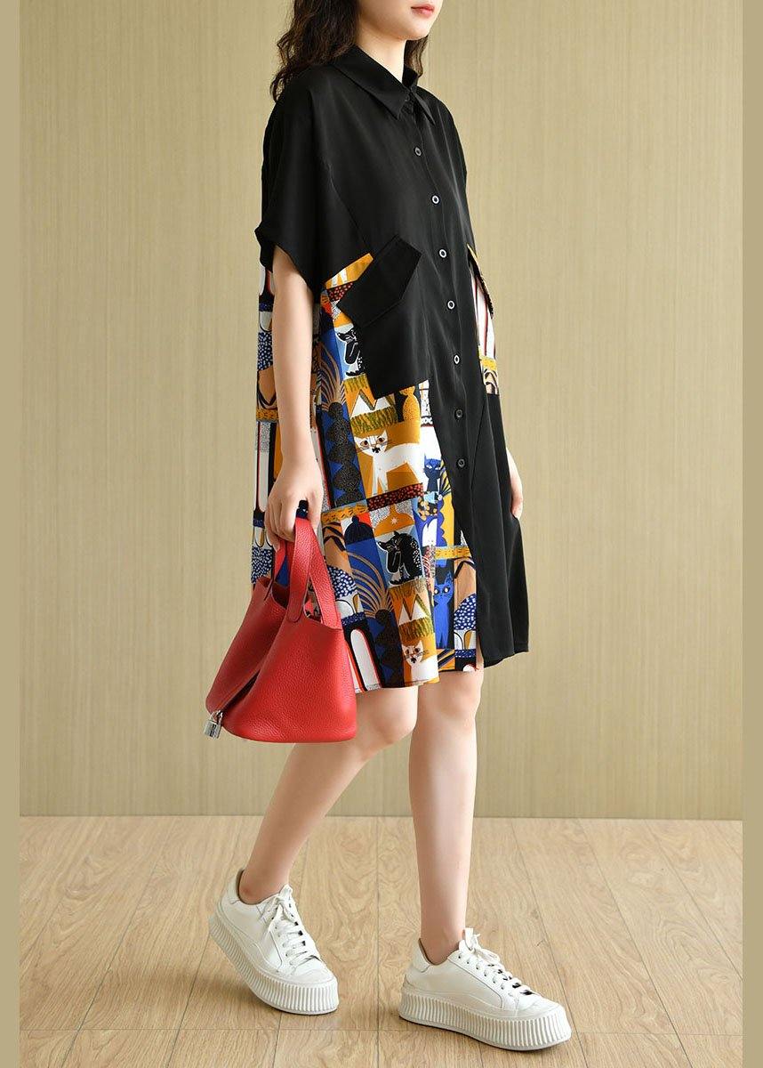 Boho Black Casual Patchwork Print Summer Party Dresses - Image 4