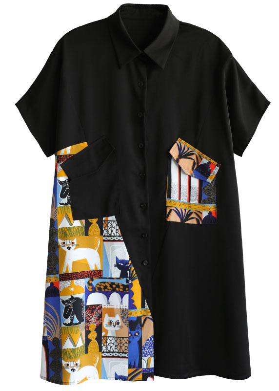 Boho Black Casual Patchwork Print Summer Party Dresses - Image 5