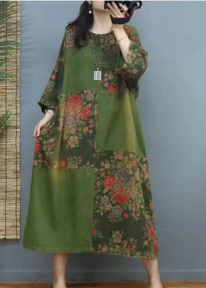 Boho Red Hooded Patchwork Cotton Party Dress Winter - Image 3