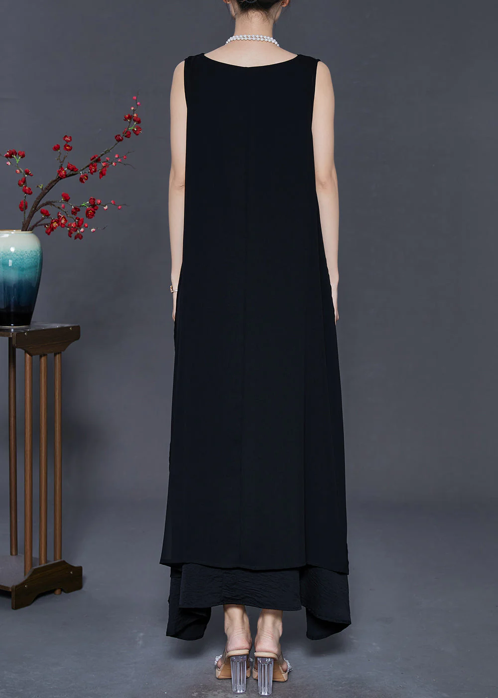 Boho Black Oversized Chiffon A Line Dress Summer - Image 4