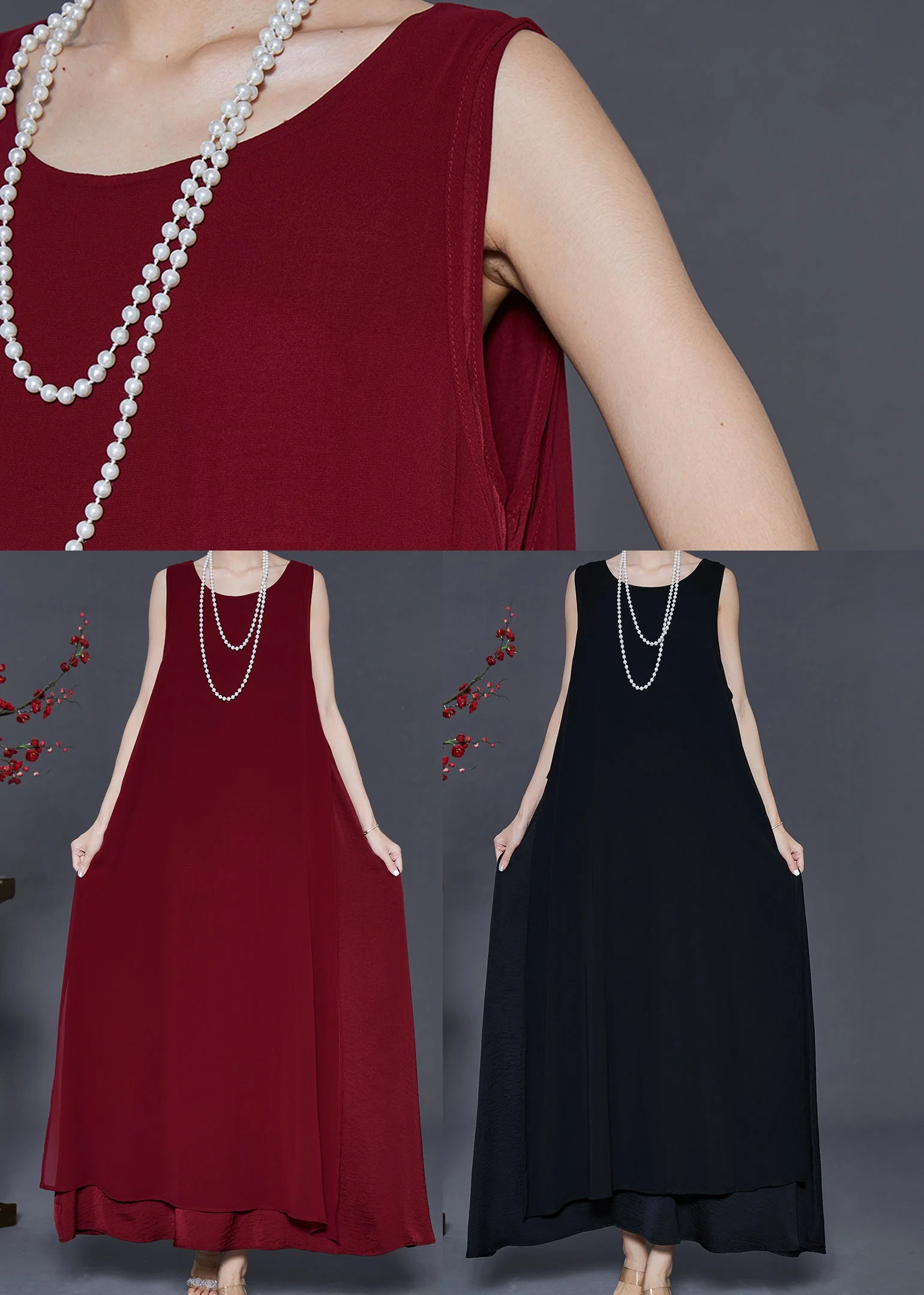 Boho Black Oversized Chiffon A Line Dress Summer - Image 5