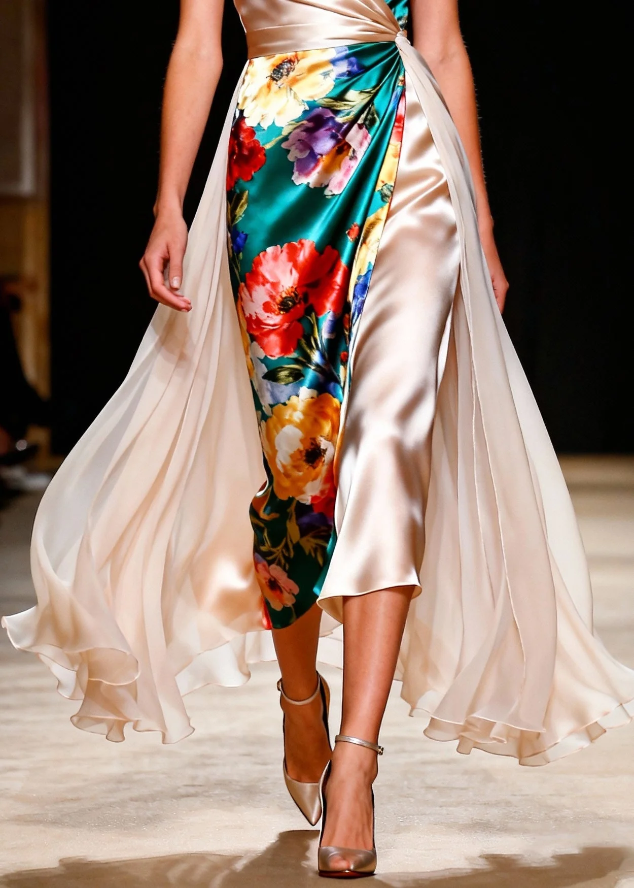 Boho Colorblock Asymmetrical Patchwork Silk Party Dress Summer - Image 4